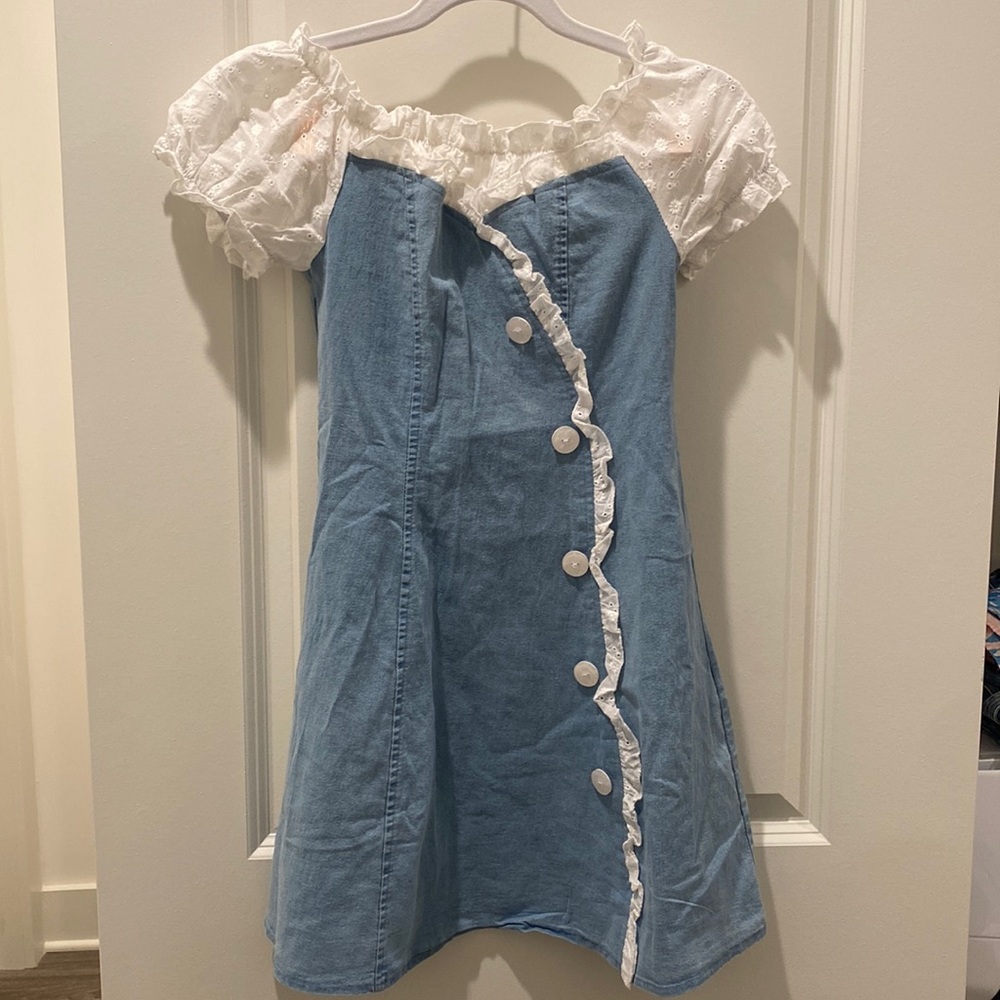Denim and white dress